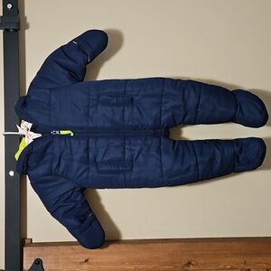 Jarvis Archer Blue Neon Green Fleece Lined Baby Snowsuit Size 3-6 months